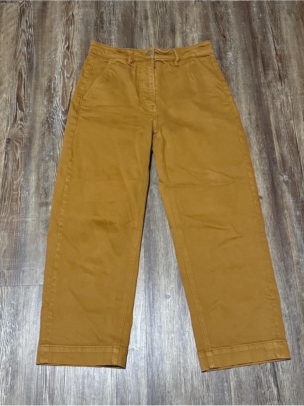 Everlane Cropped Straight Short Pants Women's 4 Utility Style in Tan Wash